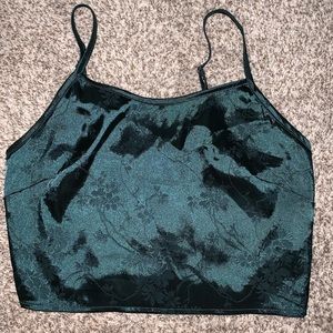 Dark green jacquard crop top